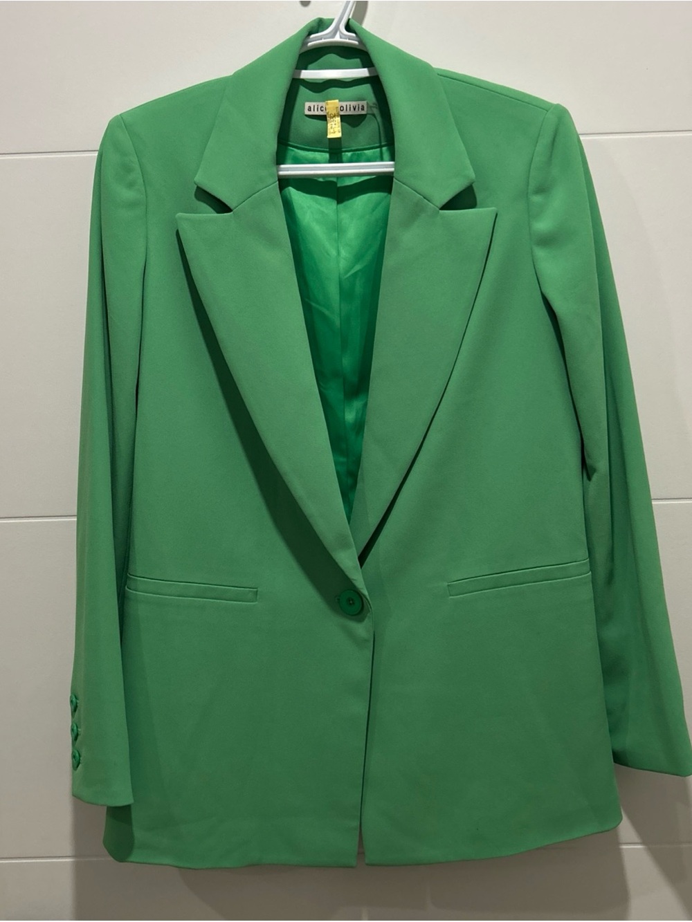 Alice + Olivia Vibrant Green Single-Button Blazer